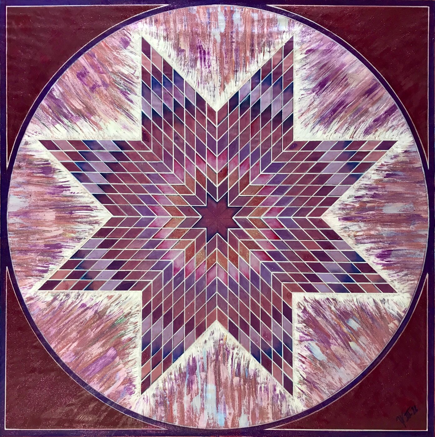 Equilibrium, Acrylique sur tissu, 93 × 93 cm