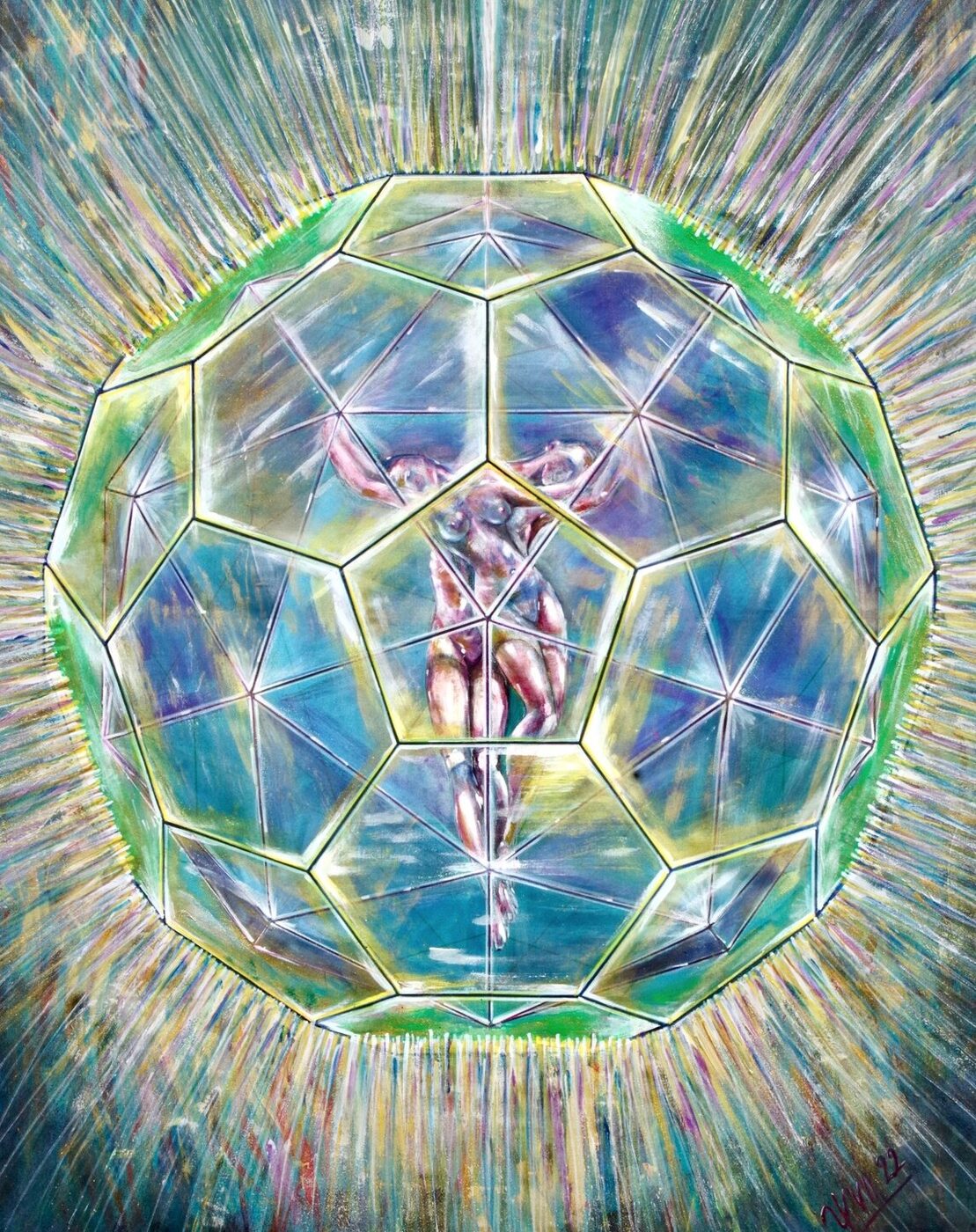 Incarnation ou Noces intérieures, Acrylique sur tissu, 80 × 100 cm